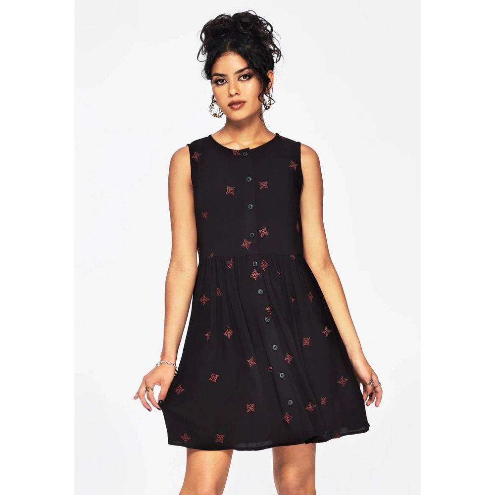 Disturbia Sublime Witches Knot Embroidered Mini Dress In Black Size US 6